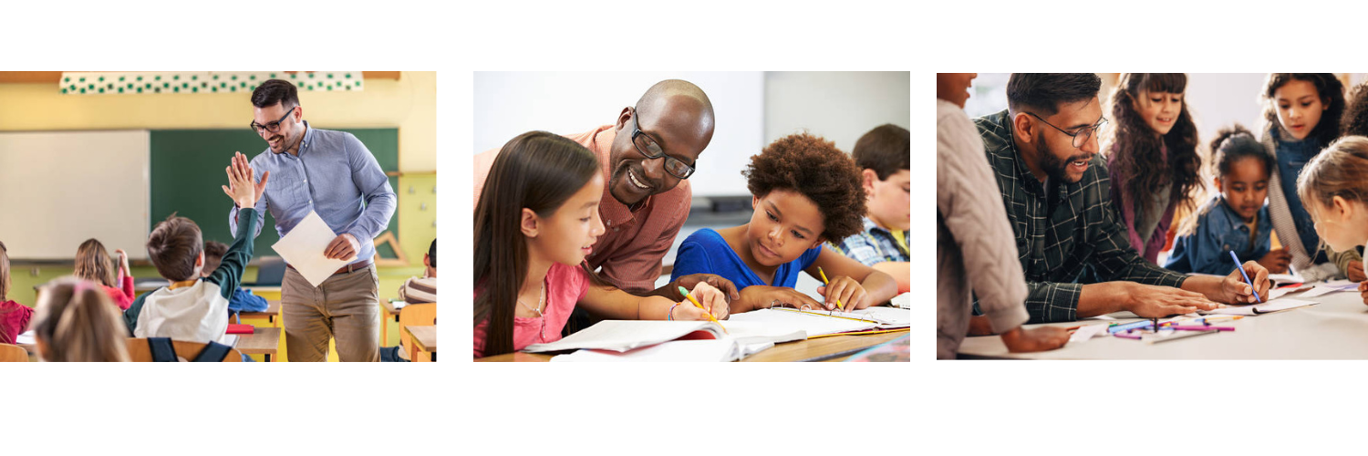 images of various male educators of color with students